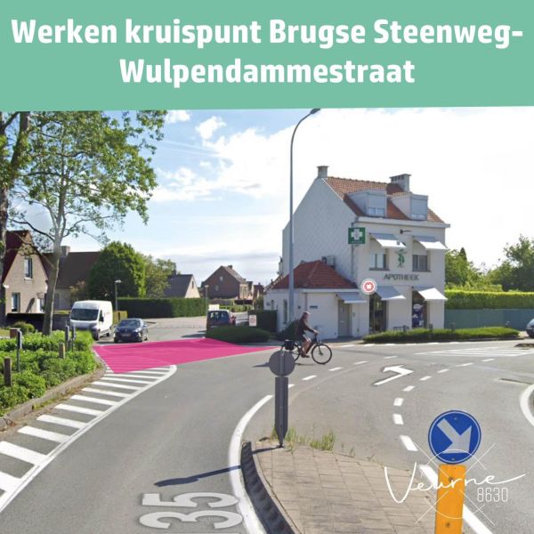 Travaux au carrefour Brugse Steenweg Rue Wulpendamme